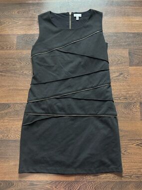 Linea Domani Zipper Accent Sleeveless Sheath Dress Black 8